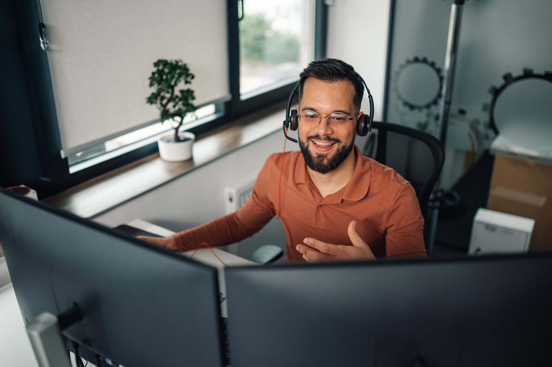 Smiling man in office setting
